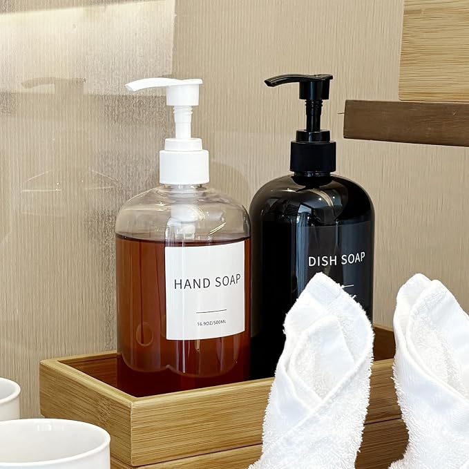 Soap Dispenser with Waterproof Labels, Thickened Plastic Hand Soap Dispenser - Image 5