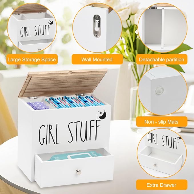 Tampon Holder for Bathroom, Feminine Product Organizer Pad Case - Image 4