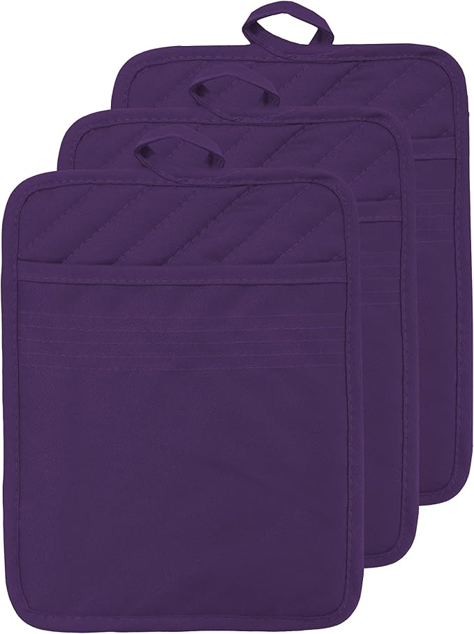 Cotton Pocket Pot Holders Machine Washable Heat Resistant Hot Pads by VEIKERY