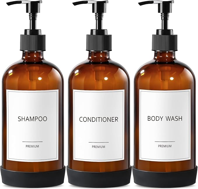 GMISUN Glass Shampoo and Conditioner Dispenser by GMISUN