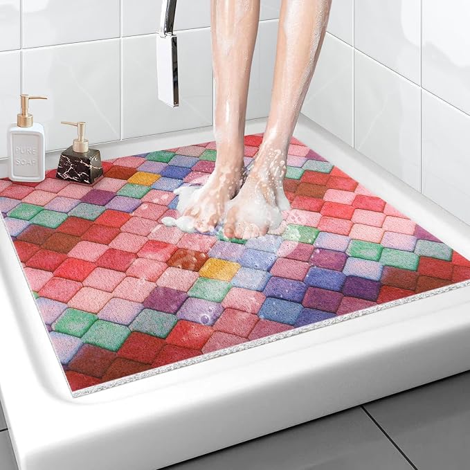 Non Slip Shower Mat, 36x36 Inch Large Soft and Comfortable Bath Mat, PVC Loofah by Unknown