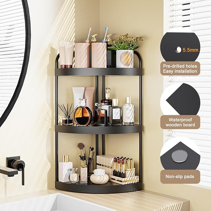 Abiglifty Corner Bathroom Counter Organizer, No Drill 3-Tier Corner Shelf - Image 4