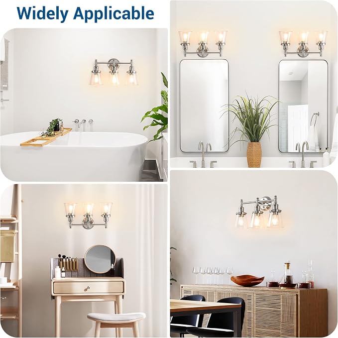 DEWENWILS Bathroom Light Fixtures, 5-Piece All-in-One Bathroom Light Set - Image 5