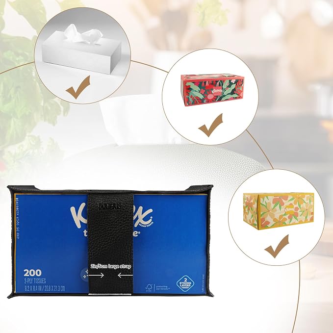Tissue Box Cover PU Leather Tissue Holder Rectangle Facial Tissue Case Tissue - Image 3