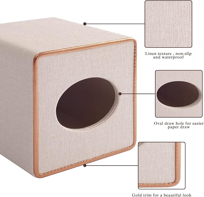 Tissue Box Cover Square Tissue Box Holder PU Leather Facial Organizer - Image 6