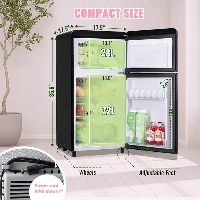 WANAI 3.5 Cu.ft Retro Mini Fridge - Image 4
