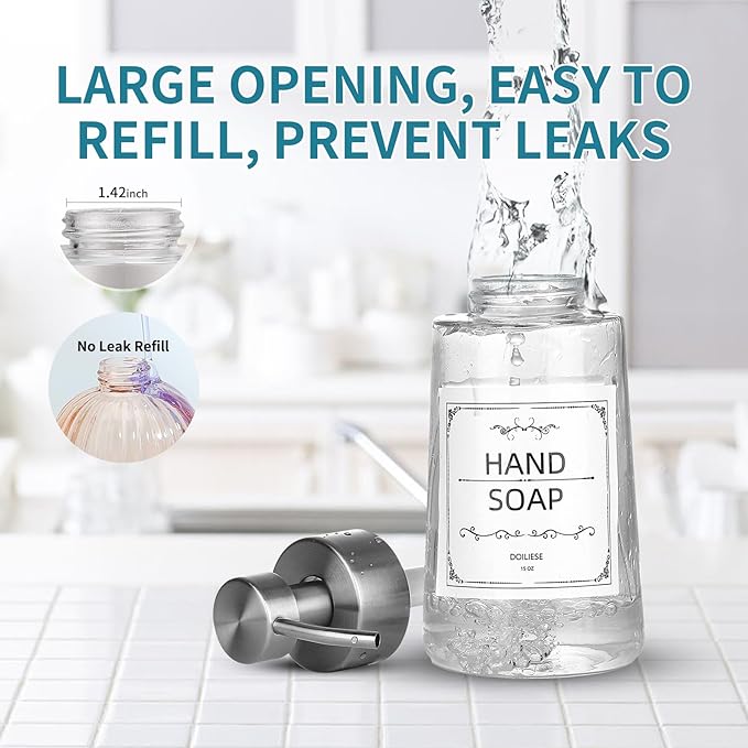 Doiliese Soap Dispenser, Glass Hand Soap Dispenser - Image 6