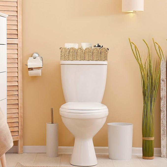 Toilet Paper Storage Basket Bathroom Counter Organizer Wicker Baskets - Image 3
