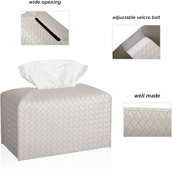 Tissue Box Cover PU Leather Tissue Holder Square Facial Tissue Case Facial - Image 5