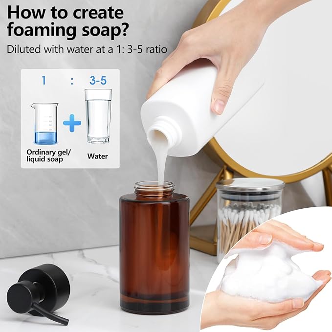 Foaming Soap Dispenser Set, 12 Oz Glass Hand Soap Dispenser - Image 2