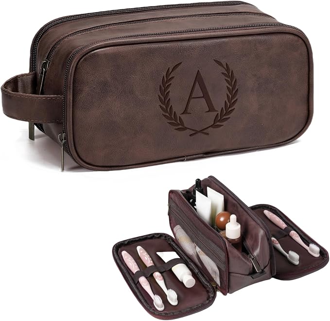 Janhavi Toiletry Bag For Men Waterproof, Groomsmen Gifts Personalized Leather by Janhavi