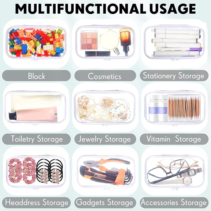 Sanwuta 10 Pcs Hard Zipper Case Clear Hard Pouches Plastic Zipper Pencil Box - Image 7
