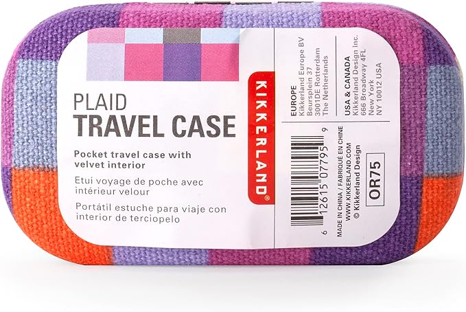 Kikkerland Multi Color Plaid Print Small Travel Portable Compact Organizer Case - Image 8