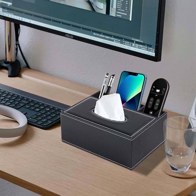 Multifunction PU Leather Tissue Box Cover Rectangular Upgrade Large Size - Image 2