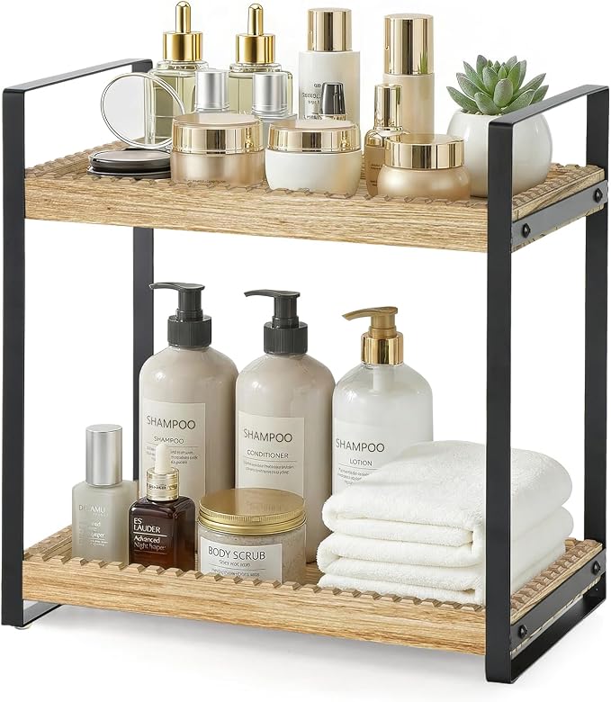 2 Tier Bathroom Organizers and Storage, Farmhouse Countertop Organizer by Zecela