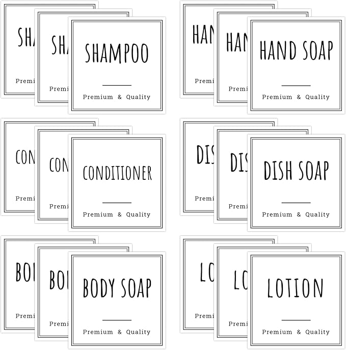 Segbeauty Bathroom Labels for Soap Dispenser, Reusable Shampoo Conditioner Hand by Segbeauty