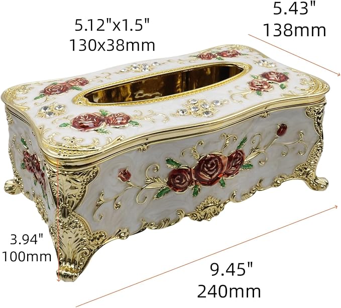 9.45"x5.43"x3.94" Luxurious Rose Tissue Box - Image 2