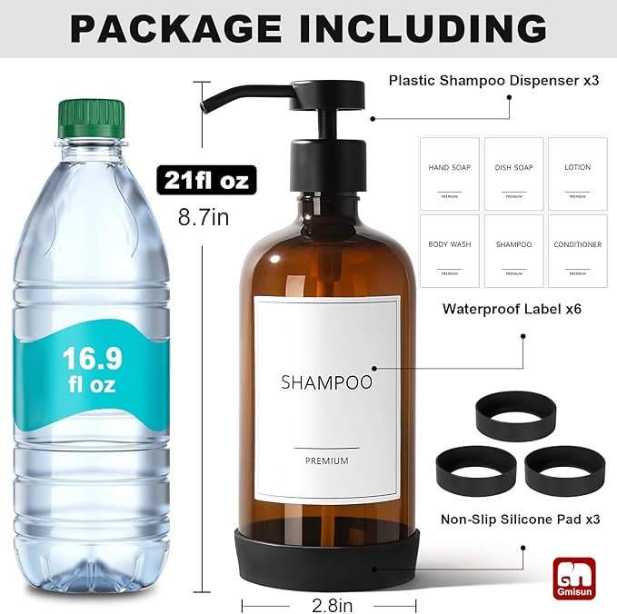 GMISUN Plastic Shampoo and Conditioner Dispenser - Image 2