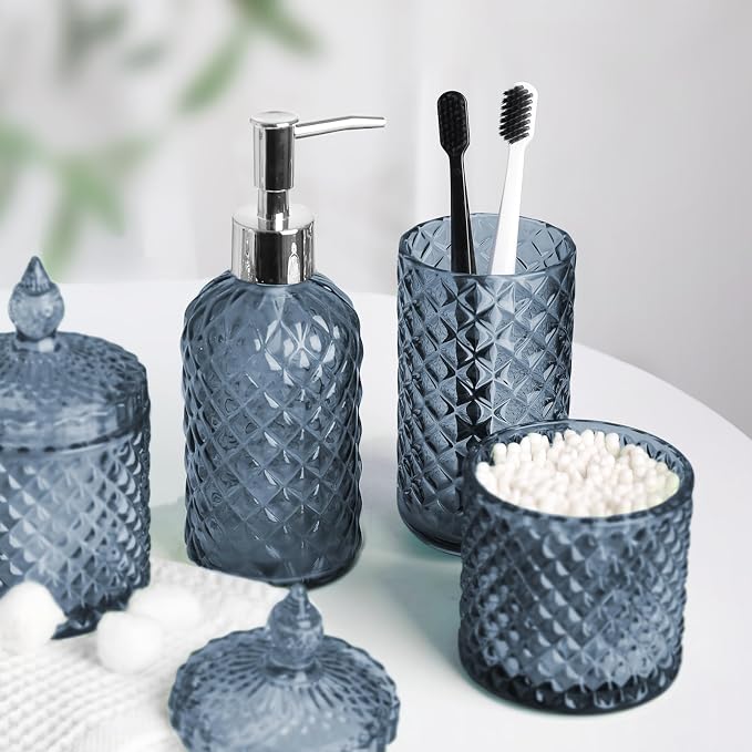 Blue Bathroom Accessories Set, 4 Pack Light Blue Bathroom Decor Accessory Sets - Image 6