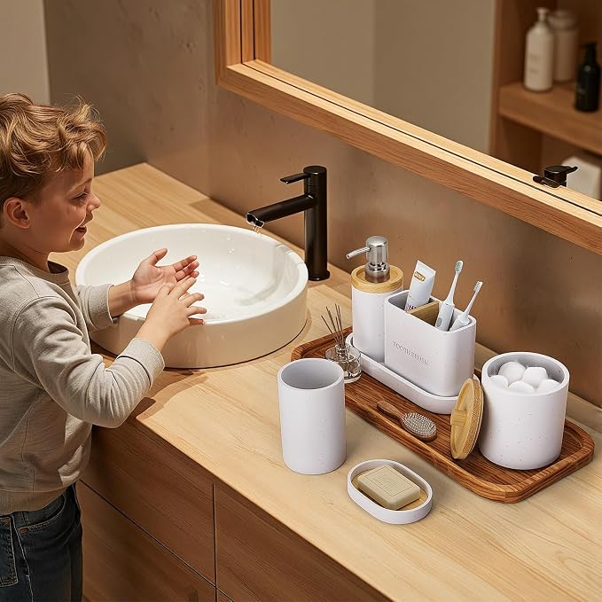 Bathroom Accessories Set, Large-Sized Toothbrush Holders Set, Soap Dispenser - Image 2