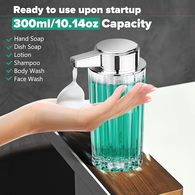 Automatic Soap Dispenser Foam for Kitchen: 11 OZ Glass Touchless Clear Auto - Image 7
