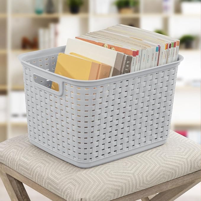 Sterilite 6-Pack Tall Weave Basket, Woven Plastic Storage Baskets - Image 5