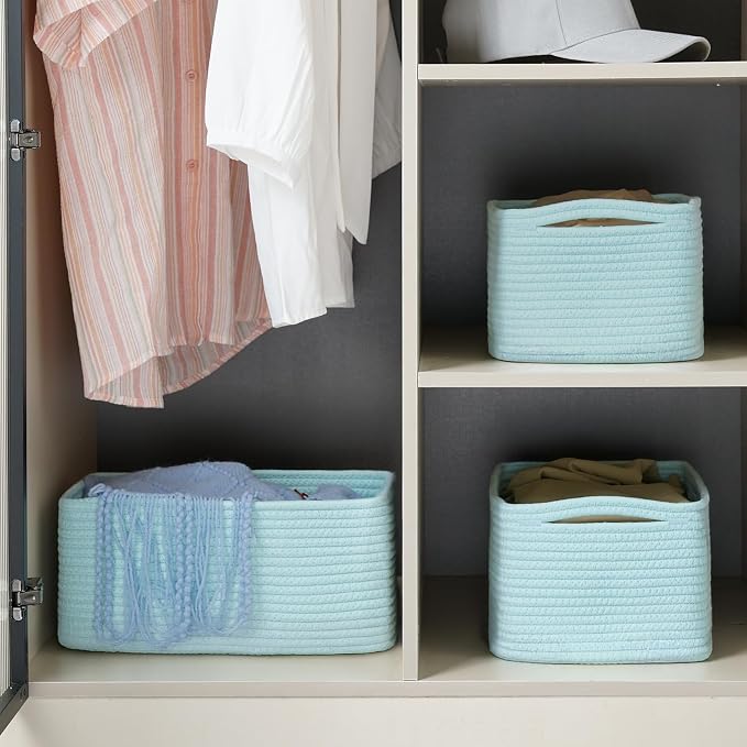 3-Pack Storage Baskets for Organizing | Woven Shelf Toy Basket | Rope Baskets - Image 2