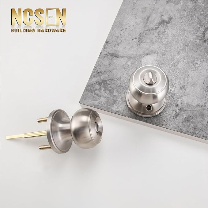 Brushed Nickel Door Knobs Interior, Bath & Bed Privacy Door Knob, Keyless Door - Image 2