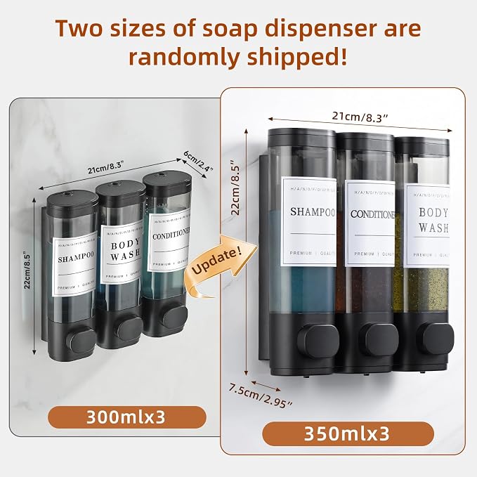 Shampoo and Conditioner Dispenser, Shower Soap Dispenser 3 Chamber No Drill - Image 4
