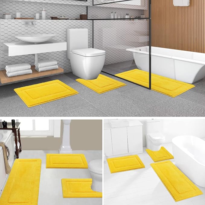SHACOS Yellow Fall Bathroom Rugs Sets 3 Piece, Soft Fluffy Water Absorbent - Image 8