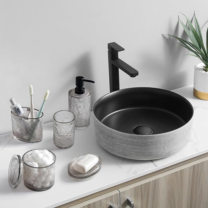 Modern Luxe Bathroom Accessories Set 5 Pcs Resin Bathroom Accessory Set Soap - Image 2