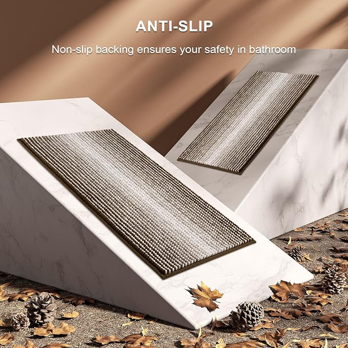 BSICPRO Bathroom Rugs and Mats Sets, 2 Piece Thick Absorbent Chenille Bath Mat - Image 5