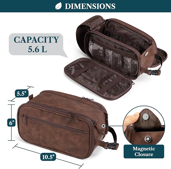 PAVILIA Toiletry Bag for Men Women, Mens Travel Bag Toiletries Organizer Case - Image 4