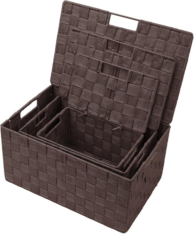 Sorbus Set of 3 Hand-Woven Storage Baskets - Image 3