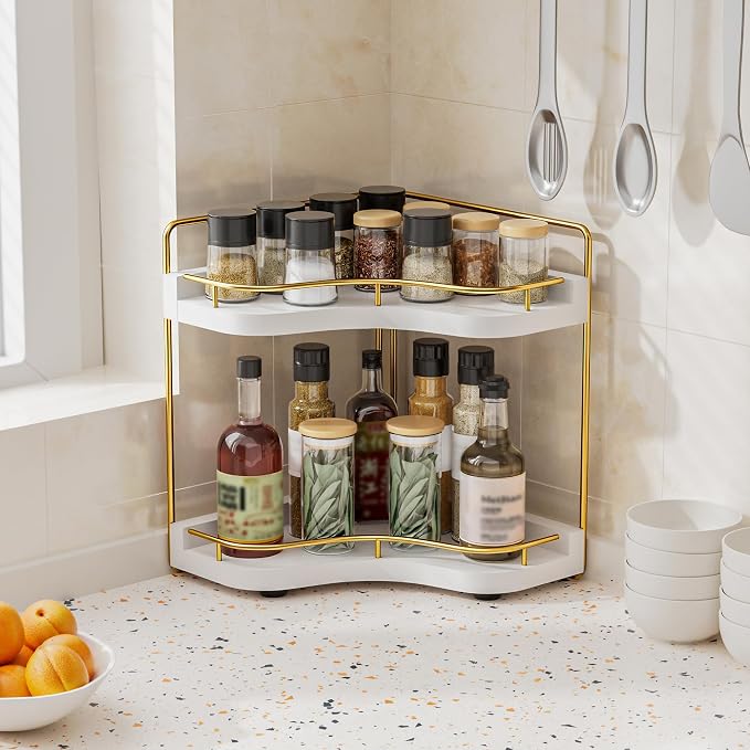 2-Tier Corner Bathroom Counter Organizer - Image 5