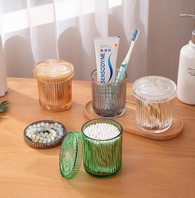 2 Pack Glass Qtip Holder Dispenser Set - Image 9