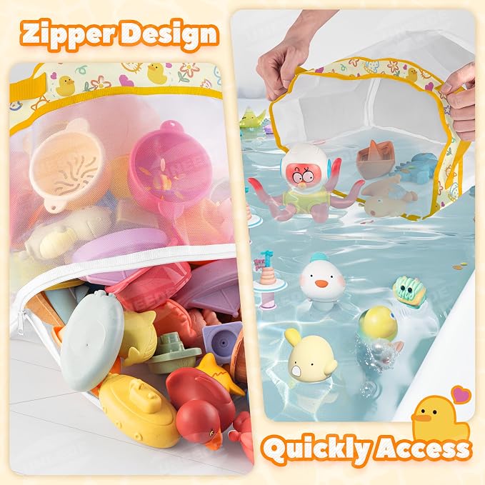 UNEEDE Duck Print Bath Toy Organizer, 4.15 Gallons Bathtub Toy Holder, Quick - Image 6