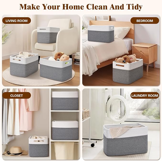 Storage Baskets for Organizing, 4 Pack Baskets for Shelves, Decorative Storage - Image 6