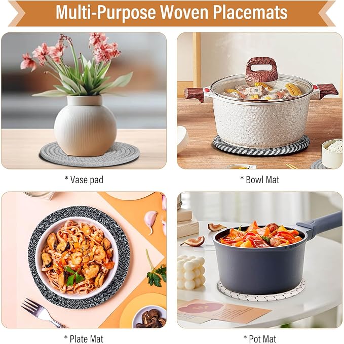Trivet Mats Set for Hot Dishes, 5 Heat Resistant Pot Holders Kitchen Counter - Image 6
