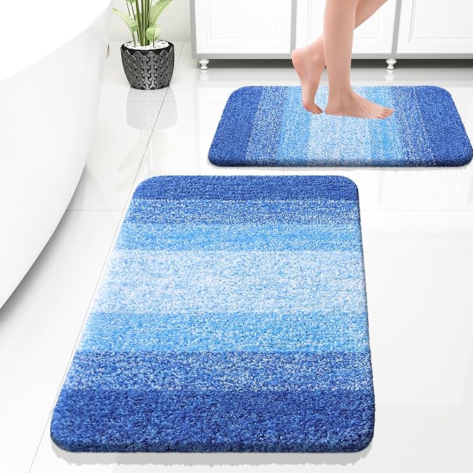 OLANLY Bathroom Rug Set 2 Piece, Soft Absorbent Microfiber Bath Rug Set by OLANLY