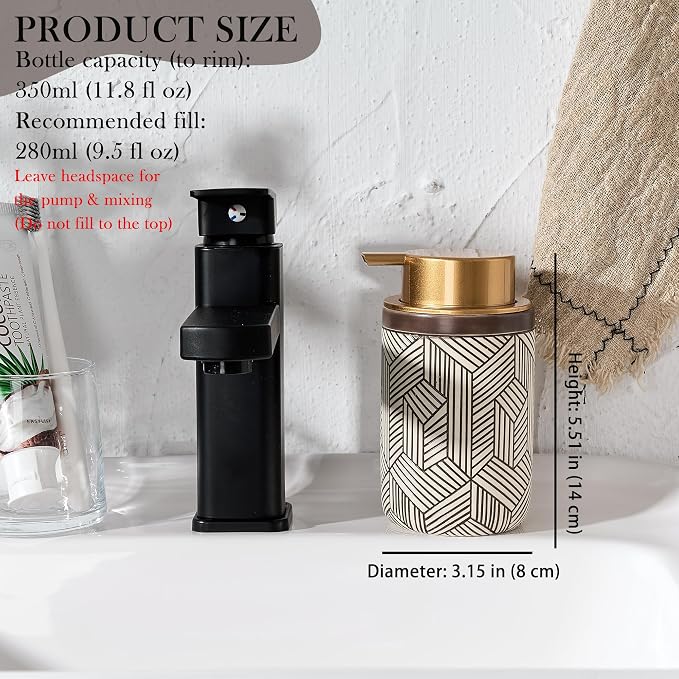 Brown Foaming Soap Dispenser, Ceramic Foam Soap Dispenser - Image 5