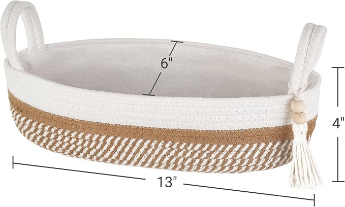 Mkono Small Storage Basket for Toilet Tank Top Boho Bathroom Decor Woven Rope - Image 5