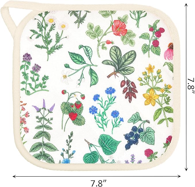 6 Pack Pot Holders 100% Cotton Heat Resistant Potholder, Machine Washable Pot - Image 2