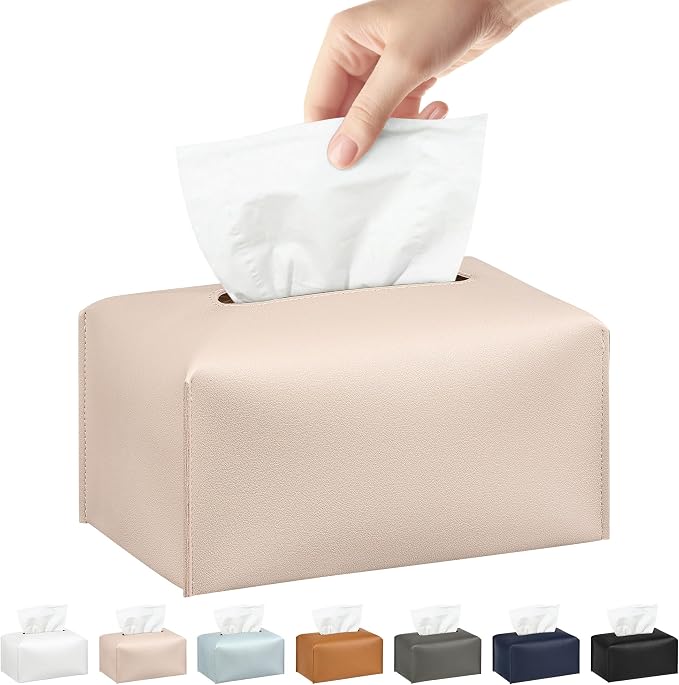 Long Tissue Box Cover, PU Leather Tissue Holder Rectangle, Facial Paper by DecorateYourHome