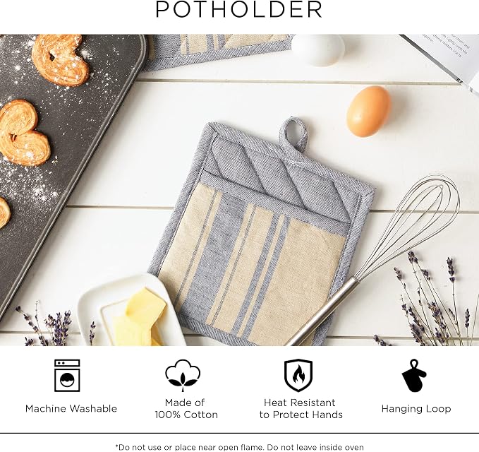 DII Heat Resistant Quilted Cotton Pot Holder Set, Designed - Image 8