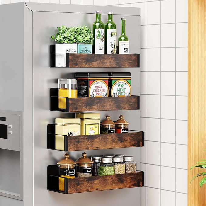 2/3/4 Pack Moveable Fridge Magnetic Spice Racks, Metal Black/White - Image 6