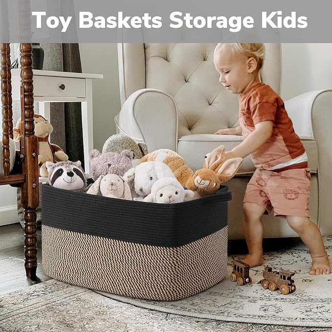 Goodpick Large Blanket Basket, Rectangle Nursery Basket - Image 4