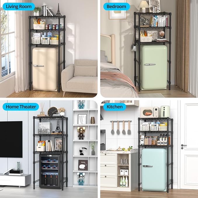 3-Tier Mini Fridge Stand, Adjustable Heavy Duty Storage Shelves, Maximizes - Image 8
