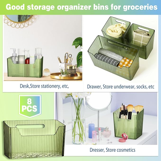 8 Pcs Storage Organizer Bins Wall Mounted Organizer Basket Plastic Cabinet Door - Image 5