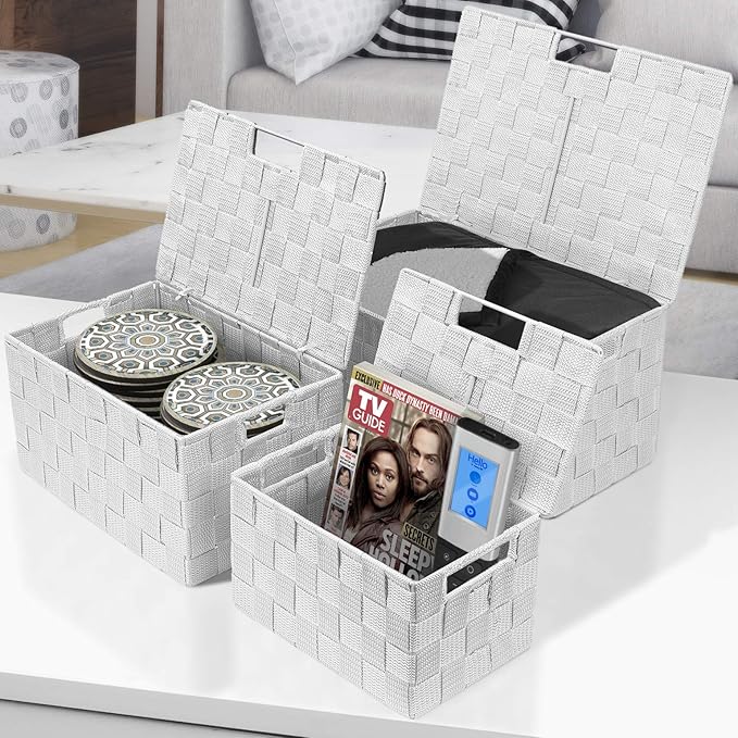 Sorbus Set of 3 Hand-Woven Storage Baskets - Image 2